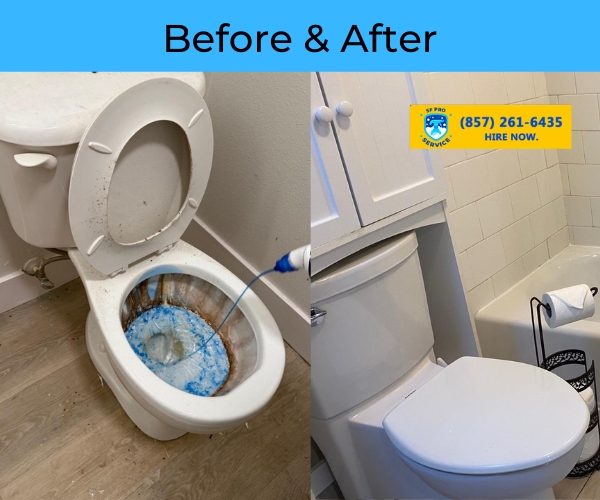 Toilet and bathroom deep cleaning transformation