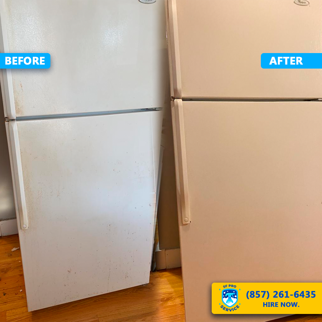 Refrigerator cleaning - before and after