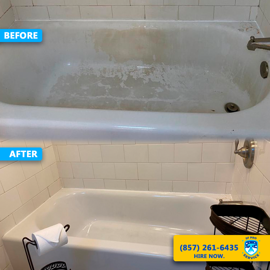 Bathtub deep cleaning - before and after