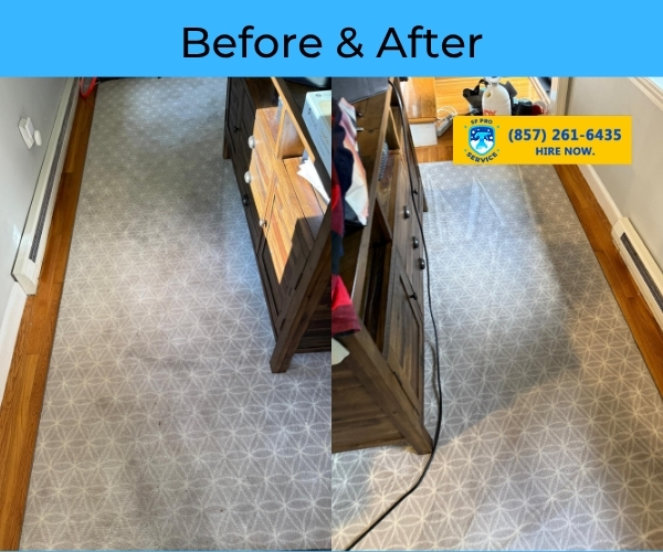 Bedroom carpet deep cleaning before and after